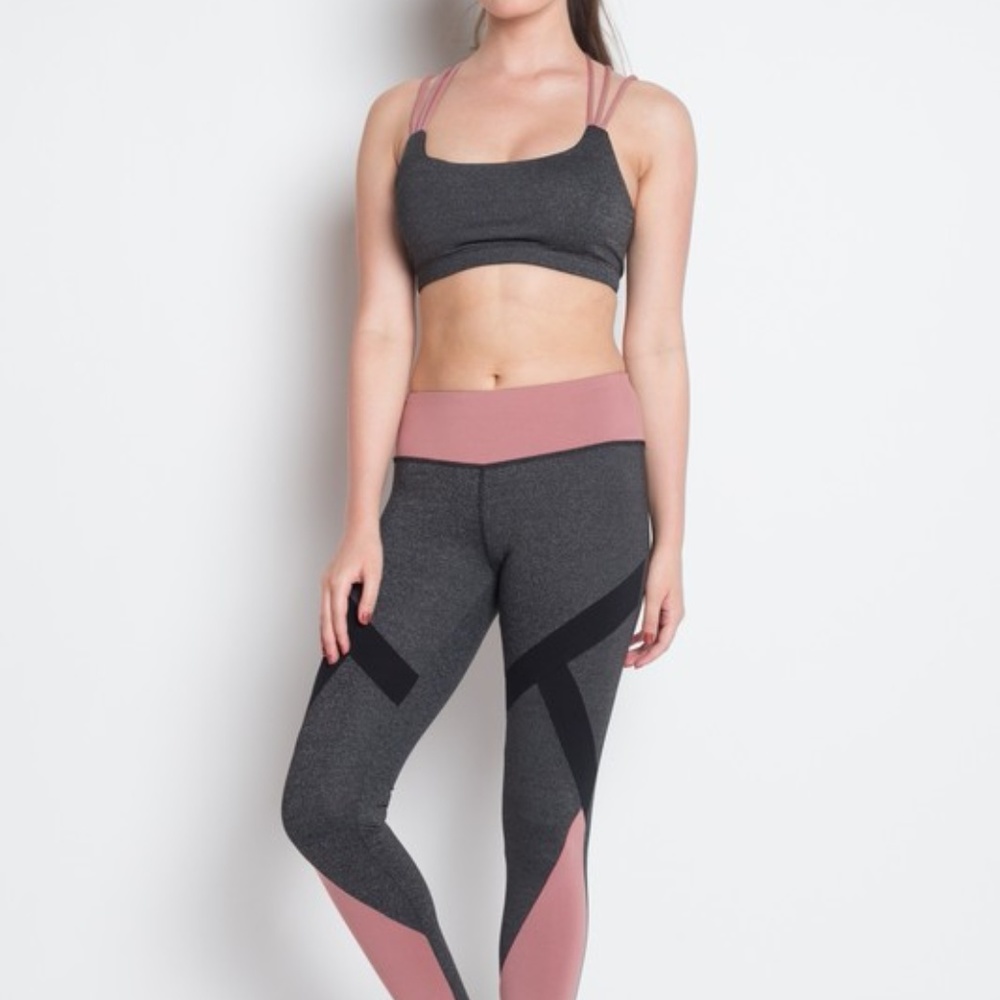 3 for $30! Strappy Pink & Grey Sports Bra - Picture 4 of 4